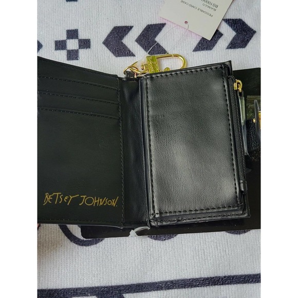 Betsey Johnson Blessed Rose Wallet - Trifold- Black MULTI FLORAL PRINT -NWT - Picture 4 of 6
